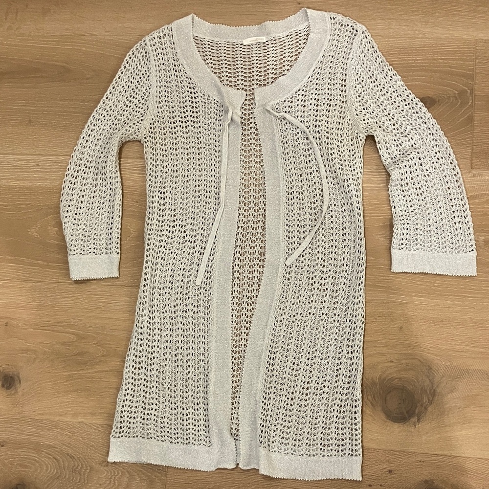 Vintage Grey with Silver metallic sparkle Mesh light Knit Cardigan shrug